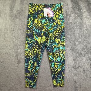 Yitty Womens XL High Waist Mesh Leggings Colorful Butterfly Athletic Gym Workout